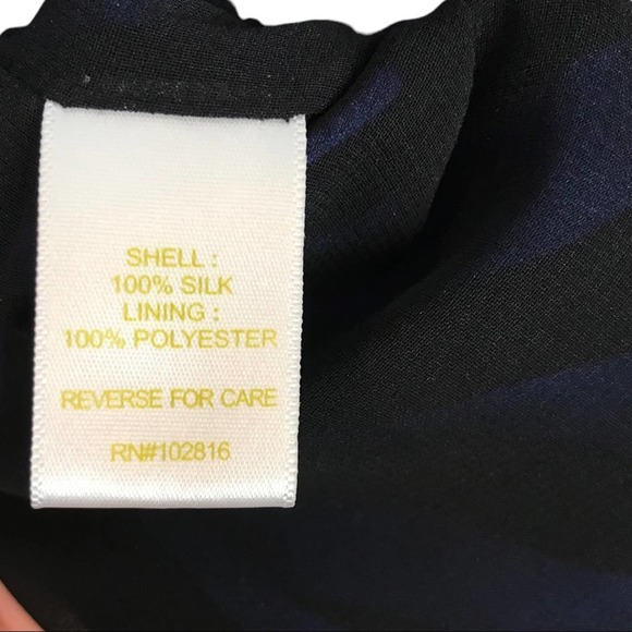 Garnet Hill Silk black and blue stripe Dress Sz8 - Picture 4 of 11